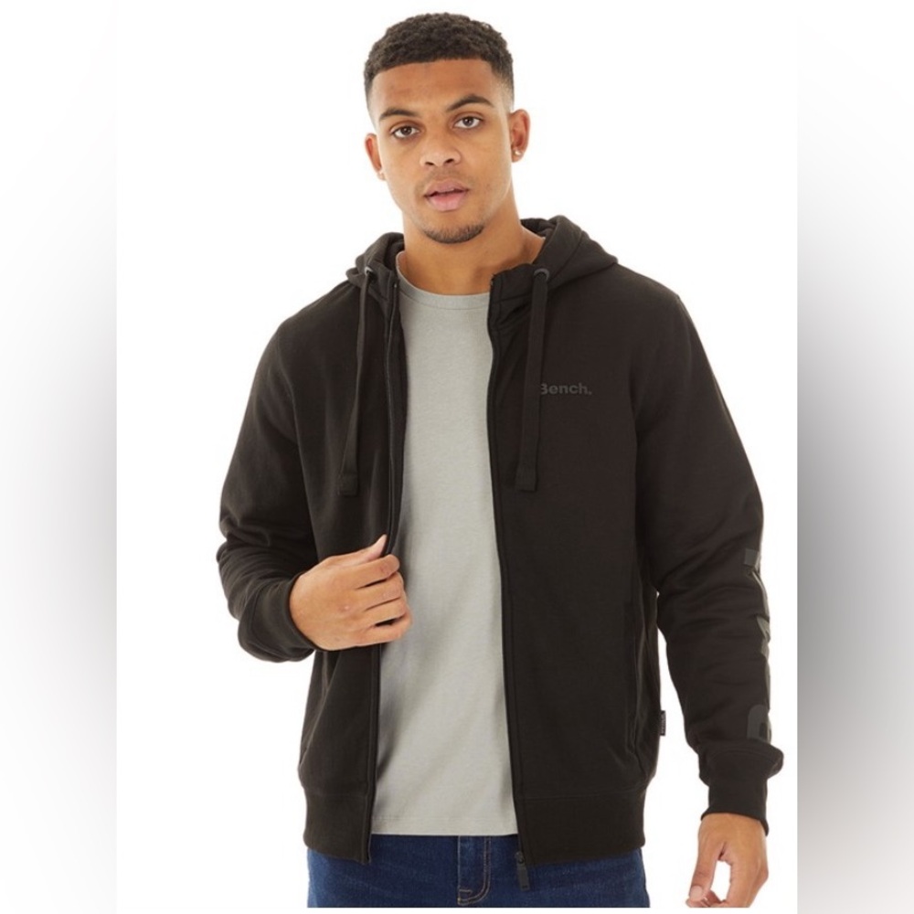 BENCH Darcine Zip-Up Hoodie with Sleeve Logo, Size M